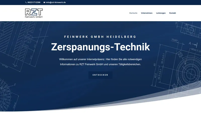 Website von RZT Feinwerk, CNC-Fertigung, Startseite
