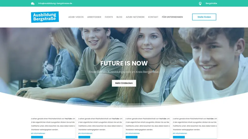 Website von Ausbildung Bergstraße, Bildung und Coaching, Startseite