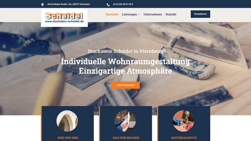 Website von Stuckateur Scheidel, Stuckateur, Startseite