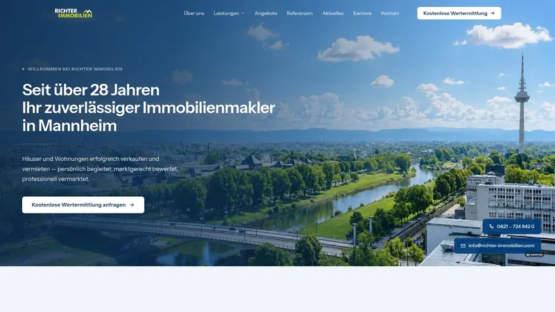 Website von Richter Immobilien, Immobilien, Startseite
