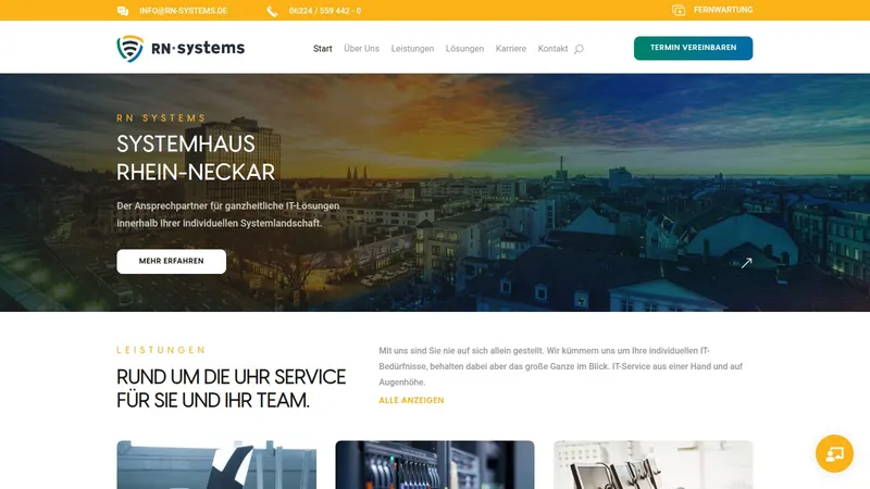 Website von RN Systems, IT und Software, Startseite