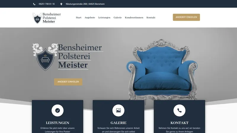 Website von Polsterei Bensheim, Polsterei, Startseite