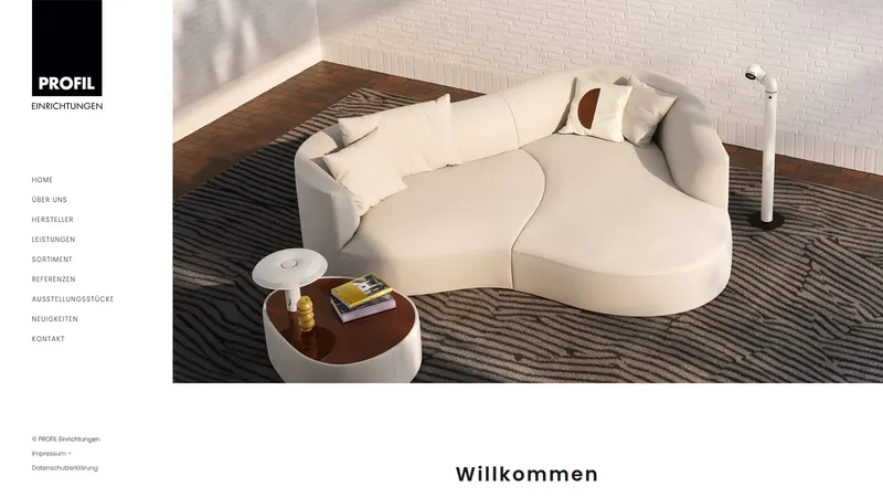 Website von Profil Einrichtungen, Einrichtungshaus, Startseite
