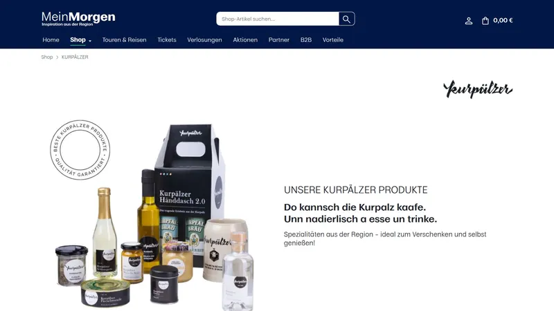 Website von Kurpälzer, Handel und Einzelhandel, Startseite