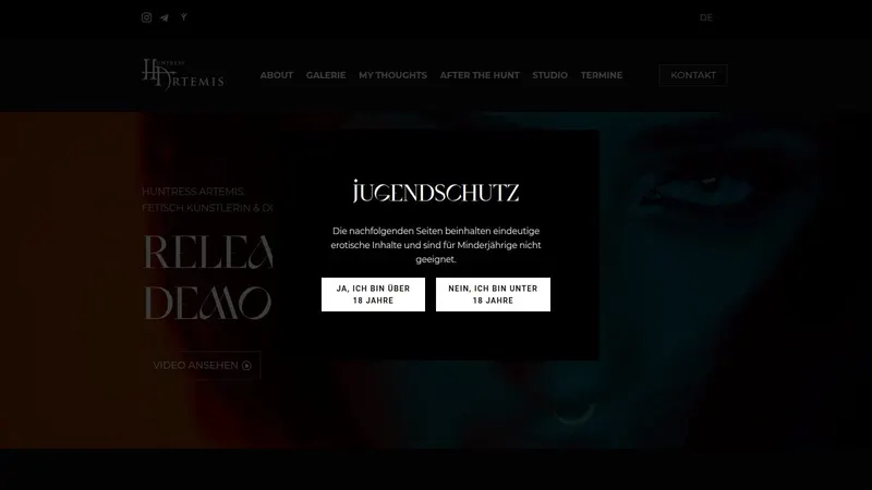 Website von Huntress Artemis, Sonstiges, Startseite
