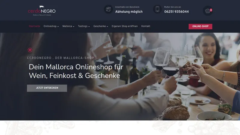 Website von CerdoNegro, Handel und Einzelhandel, Startseite