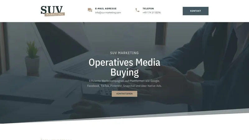 Website von SUV Marketing, Agentur und Marketing, Startseite