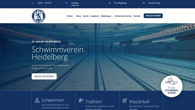 Website von SV Nikar, Verein und Verband, Startseite