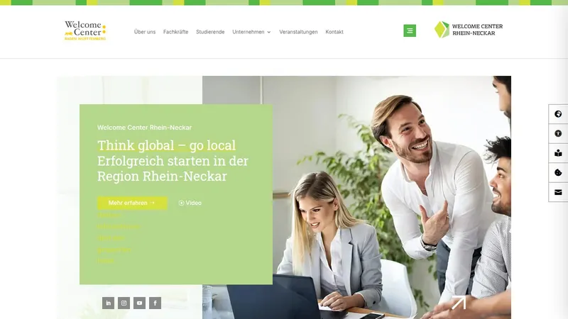 Website von Welcome Center Rhein-Neckar, Öffentliche Hand, Startseite